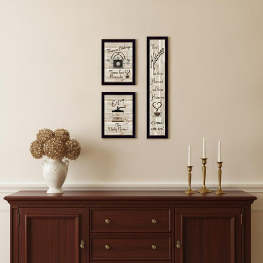 Set Of Three The Kitchen Collection I 4 White Framed Print Kitchen Wall Art