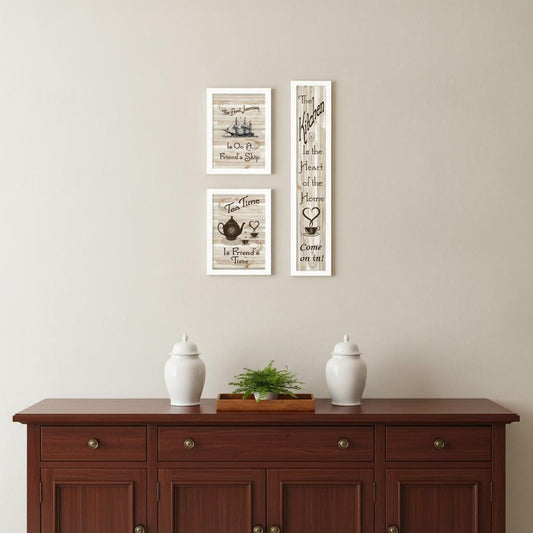 Set Of Three The Kitchen Collection II 4 White Framed Print Kitchen Wall Art
