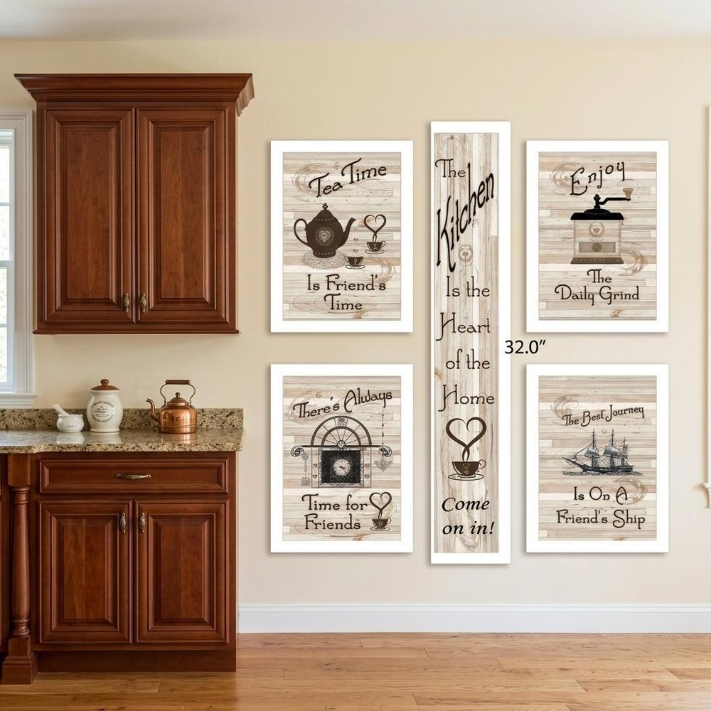 Set Of Five Kitchen Friendship 2 Black Framed Print Kitchen Wall Art
