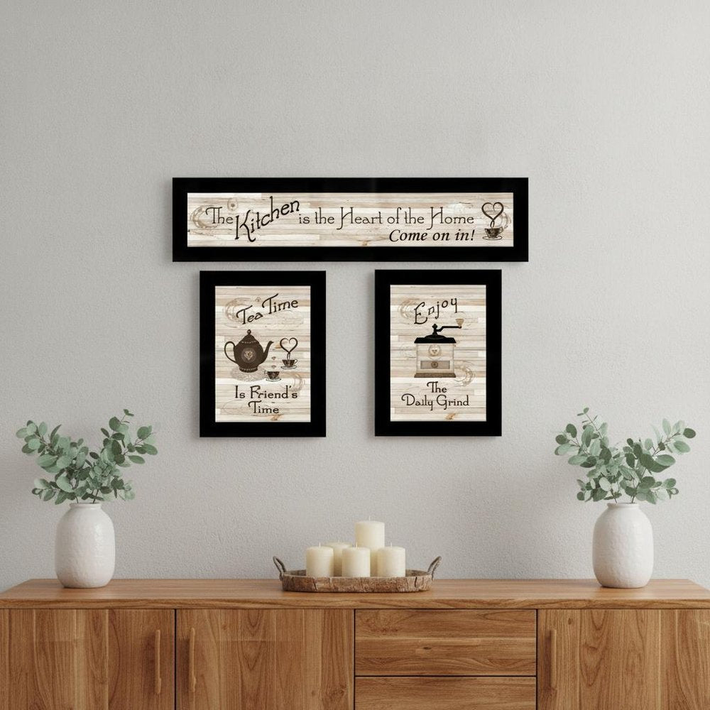 Set Of Three Kitchen Friendship Collection III 3 Black Framed Print Kitchen Wall Art