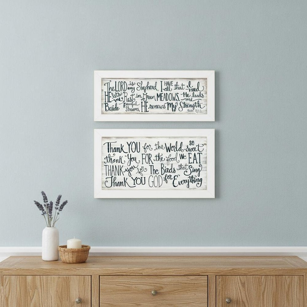 Set Of Two Thank You Lord 1 White Framed Print Wall Art