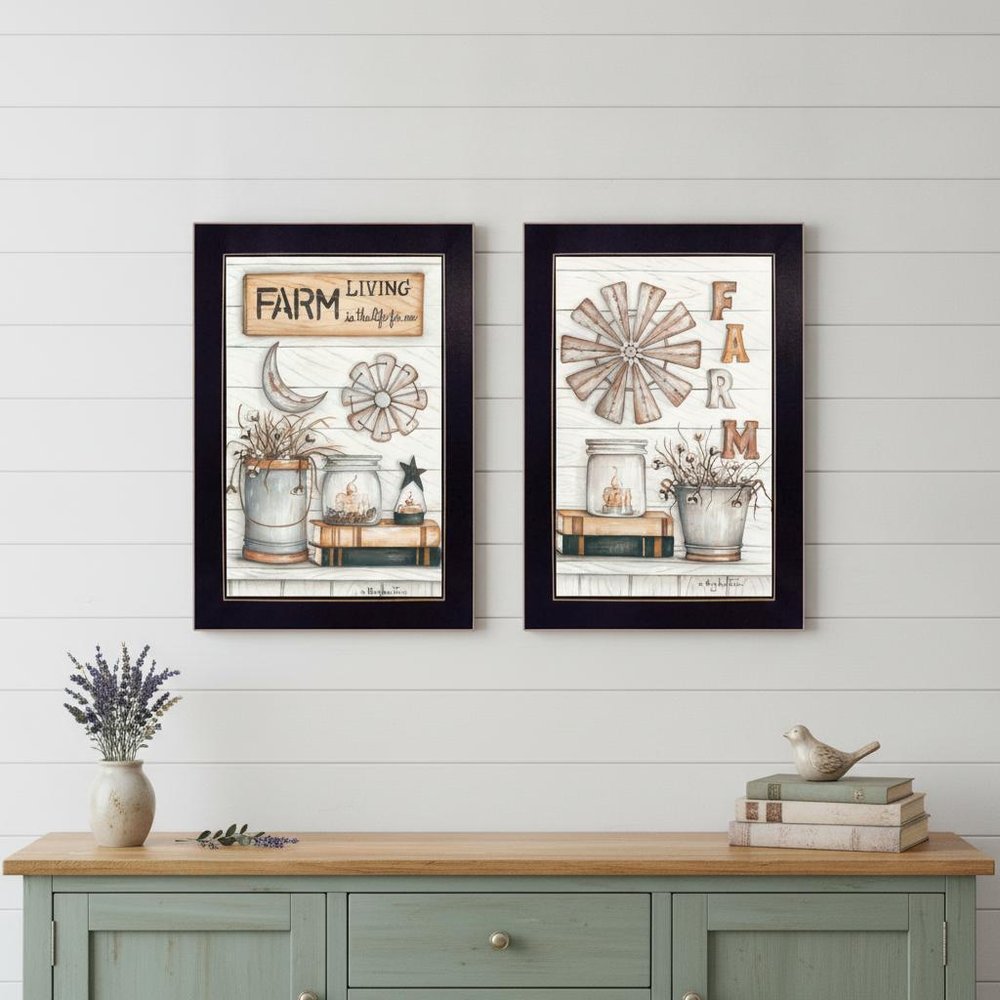 Set Of Two Farm Living 1 Black Framed Print Wall Art