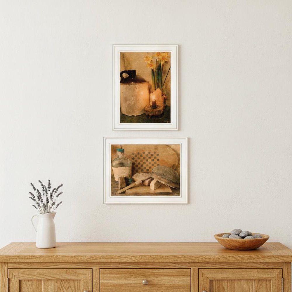 Set Of Two Daffodils and Cider 1 White Framed Print Bathroom Wall Art
