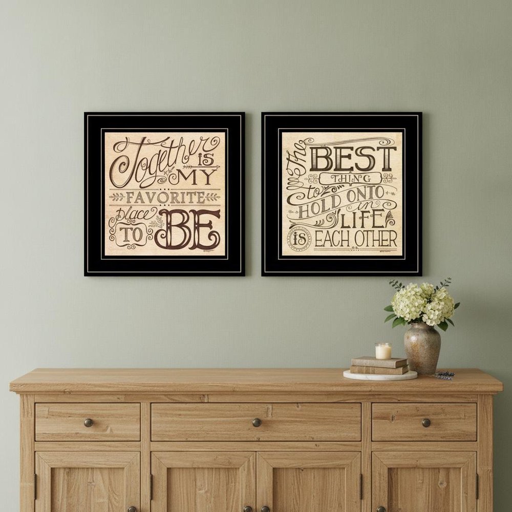 Set Of Two Together or Each Other 2 Black Framed Print Wall Art