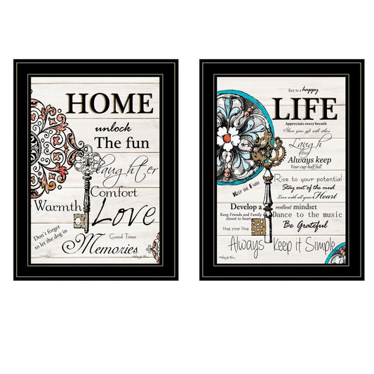 Set Of Two Life or Home 2 Black Framed Print Wall Art