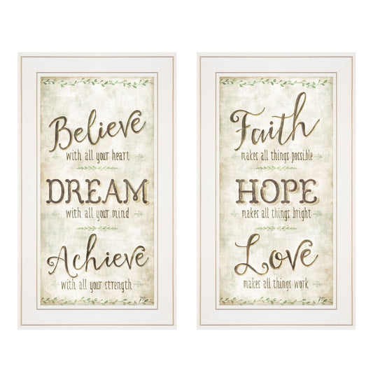 Set Of Two Faith or Believe 1 White Framed Print Wall Art