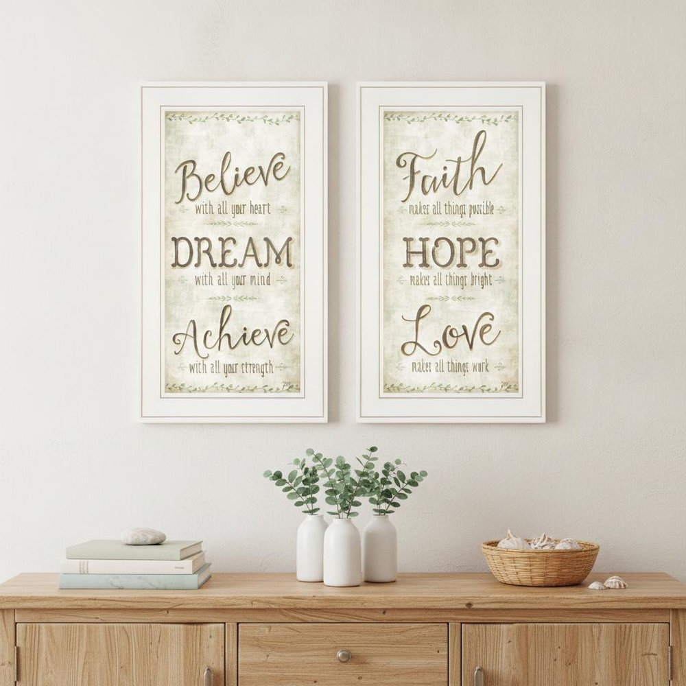 Set Of Two Faith or Believe 1 White Framed Print Wall Art