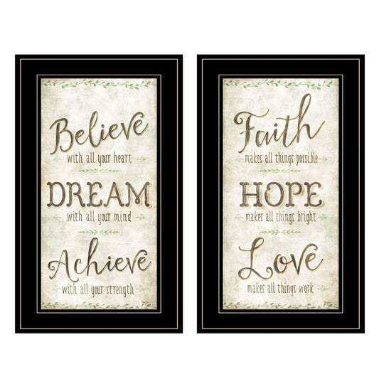 Set Of Two Faith or Believe 2 Black Framed Print Wall Art