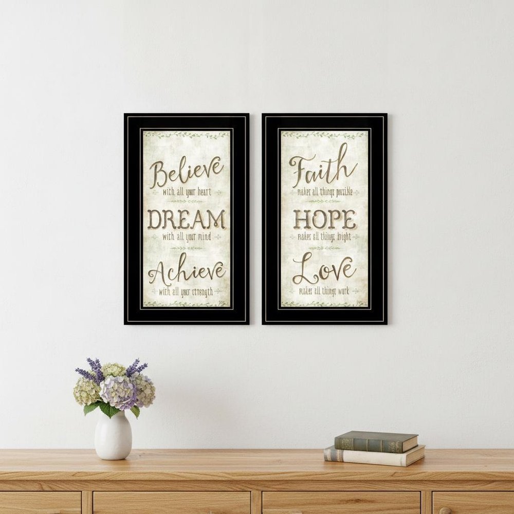 Set Of Two Faith or Believe 2 Black Framed Print Wall Art