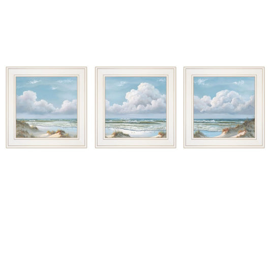 Set Of Three Beautiful Day III III White Framed Print Wall Art