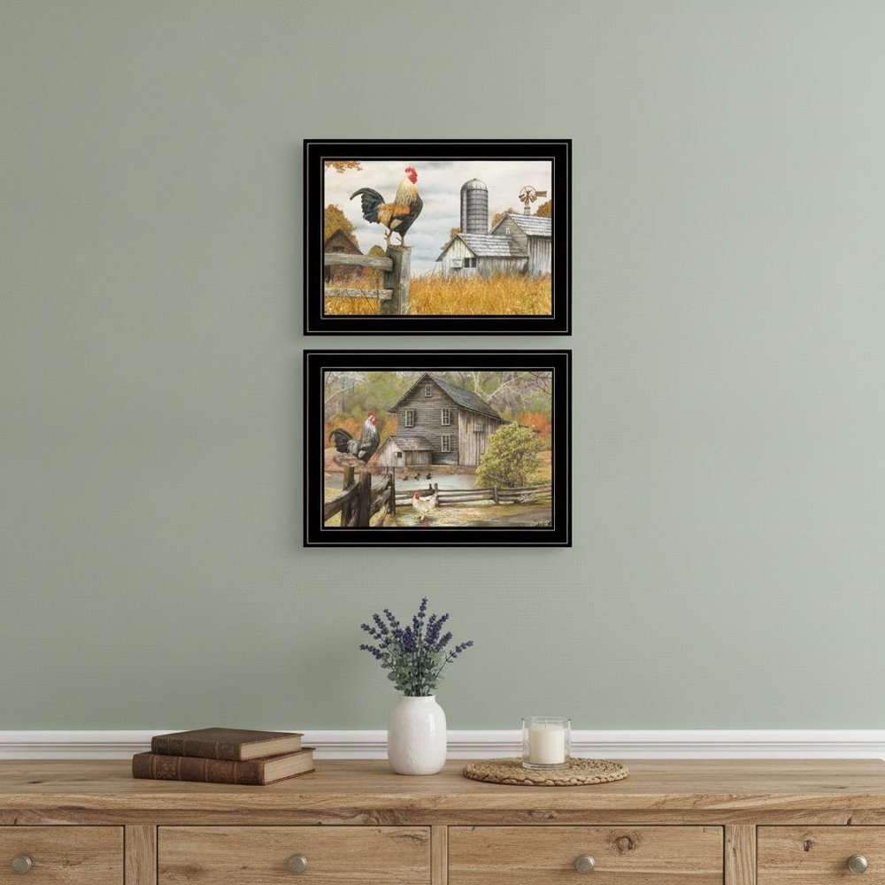 Set Of Two Down on the Farm 2 Black Framed Print Wall Art