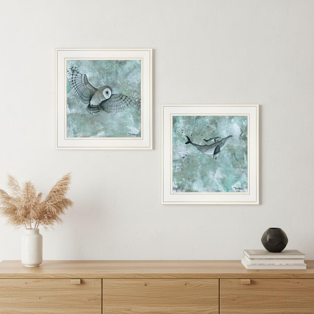 Set Of Two Wildlife 1 White Framed Print Wall Art