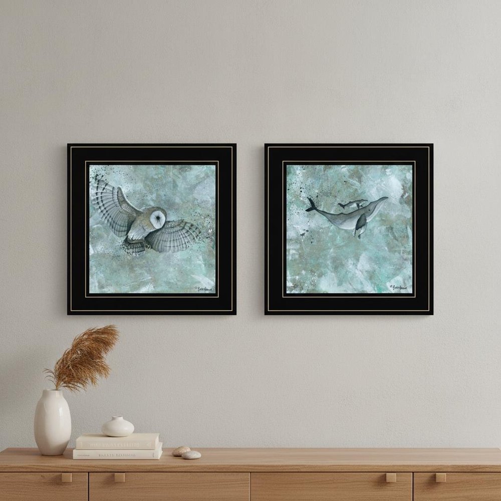 Set Of Two Wildlife 2 Black Framed Print Wall Art