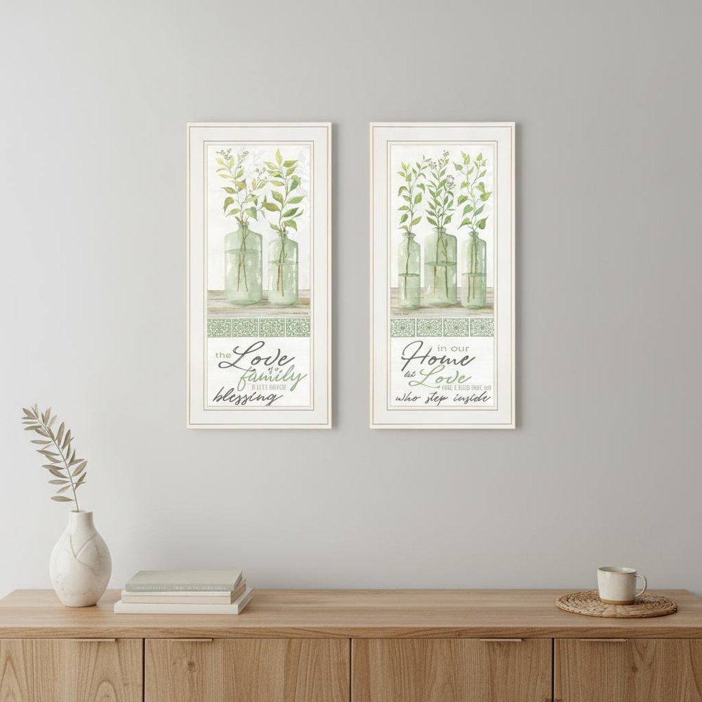 Set Of Two Home and Family White Framed Print Wall Art