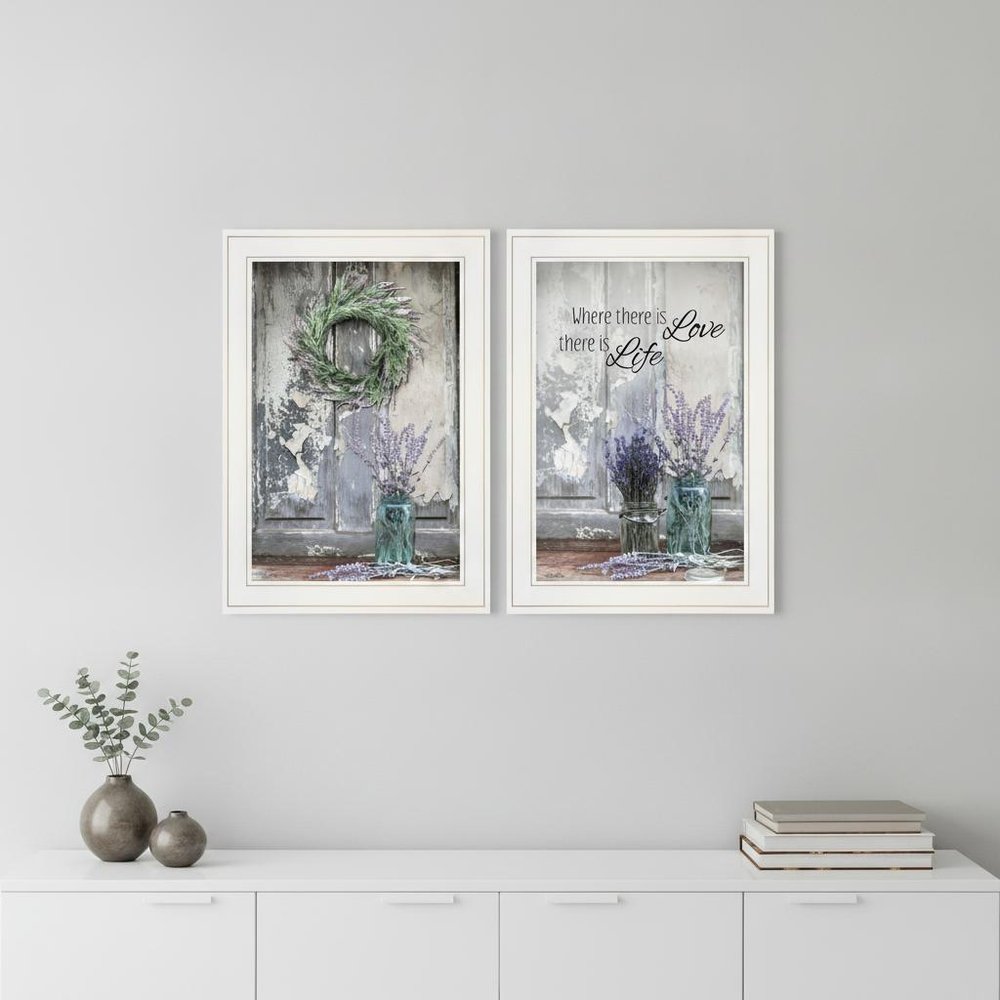 Set Of Two Where There is Love 1 White Framed Print Wall Art