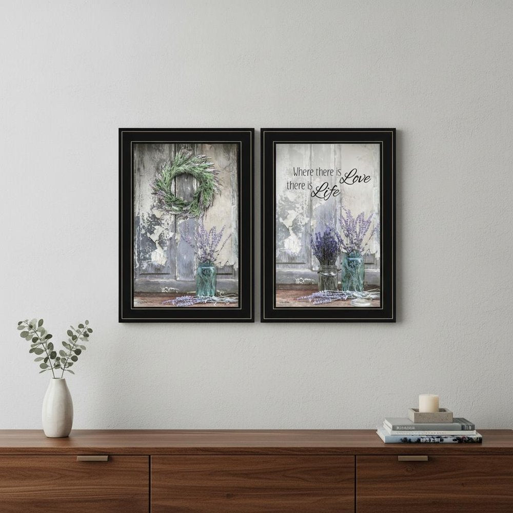 Set Of Two Where There is Love 2 Black Framed Print Wall Art