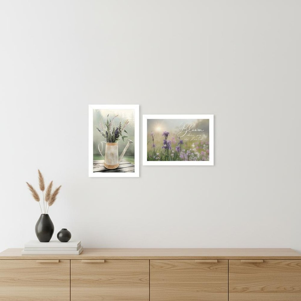 Set Of Two Bloom Where You are Planted 3 White Framed Print Wall Art
