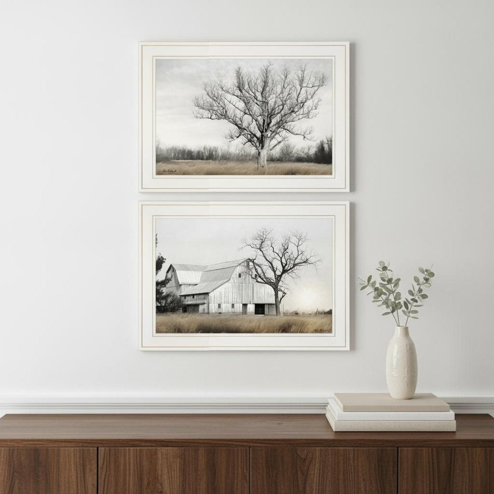 Set Of Two Ohio Fields I 1 White Framed Print Wall Art