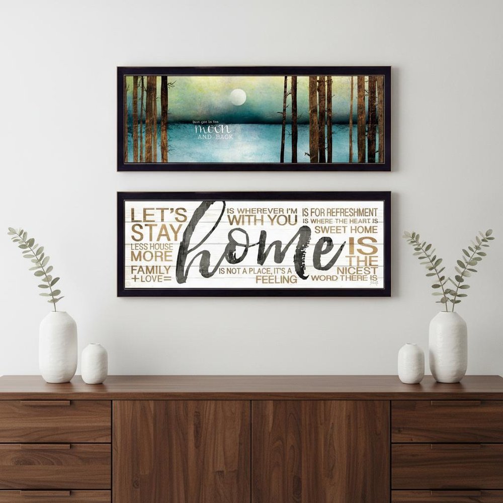Set Of Two Love or Home 2 Black Framed Print Wall Art