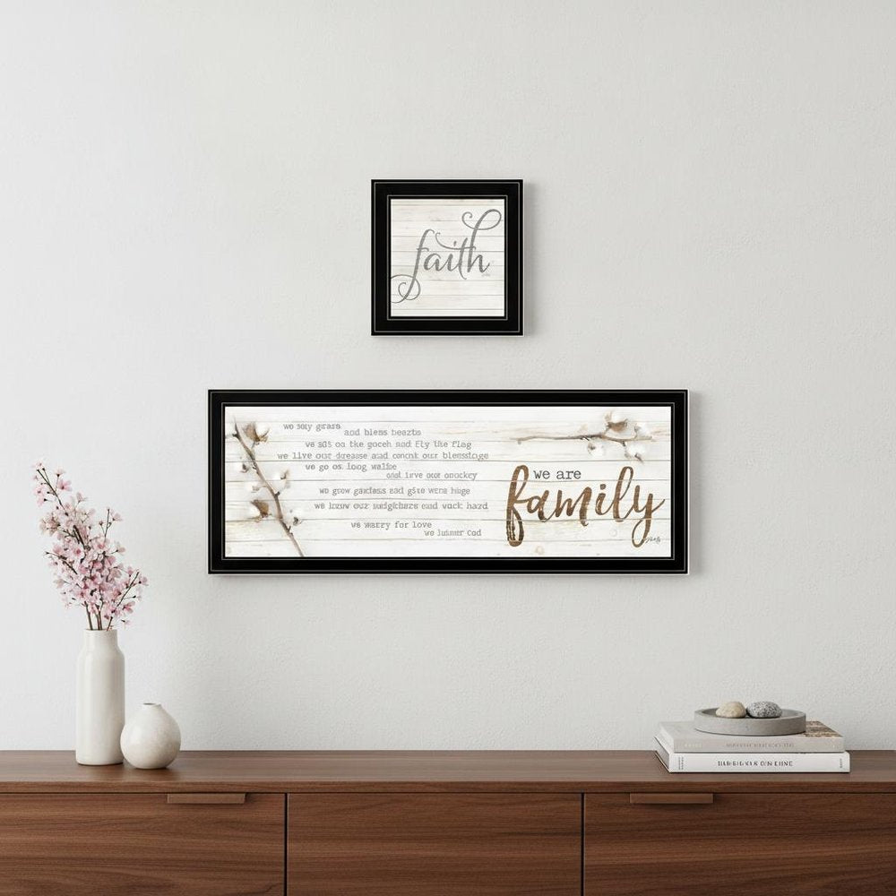 Set Of Two We are Family 1 Black Framed Print Wall Art