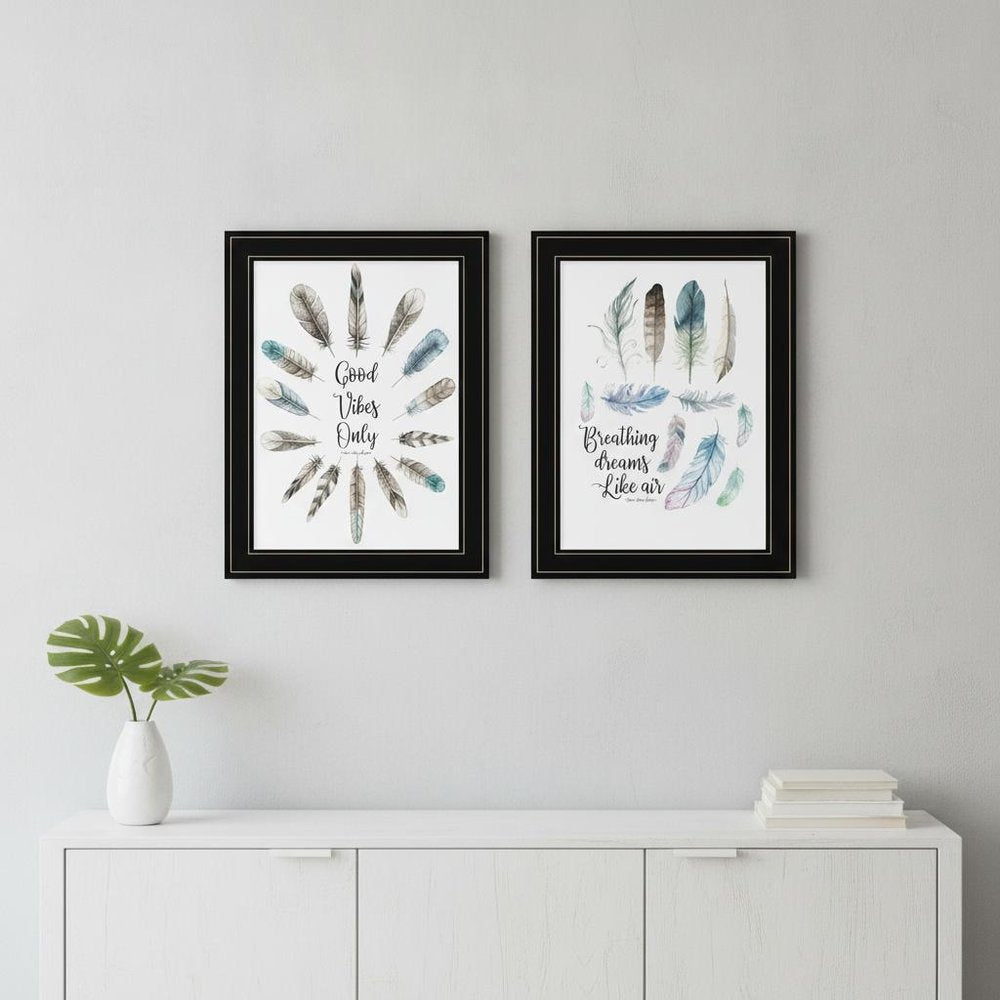 Set Of Two Good Vibes 2 Black Framed Print Wall Art