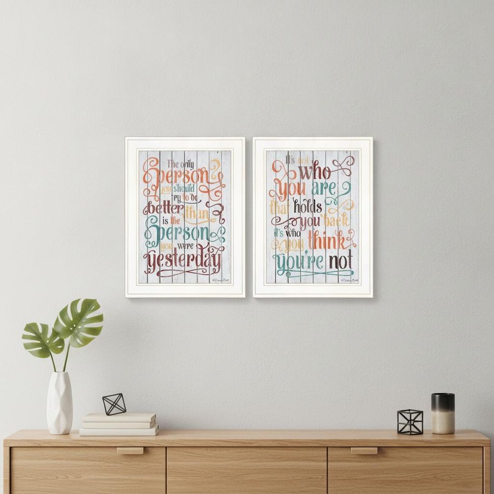 Set Of Two The Only Person 1 White Framed Print Wall Art