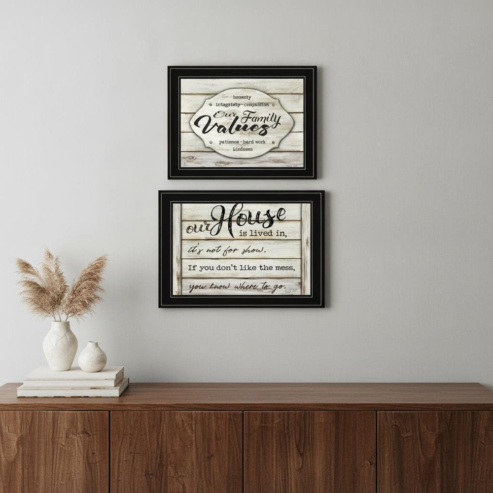 Set Of Two Family Values 2 Black Framed Print Wall Art