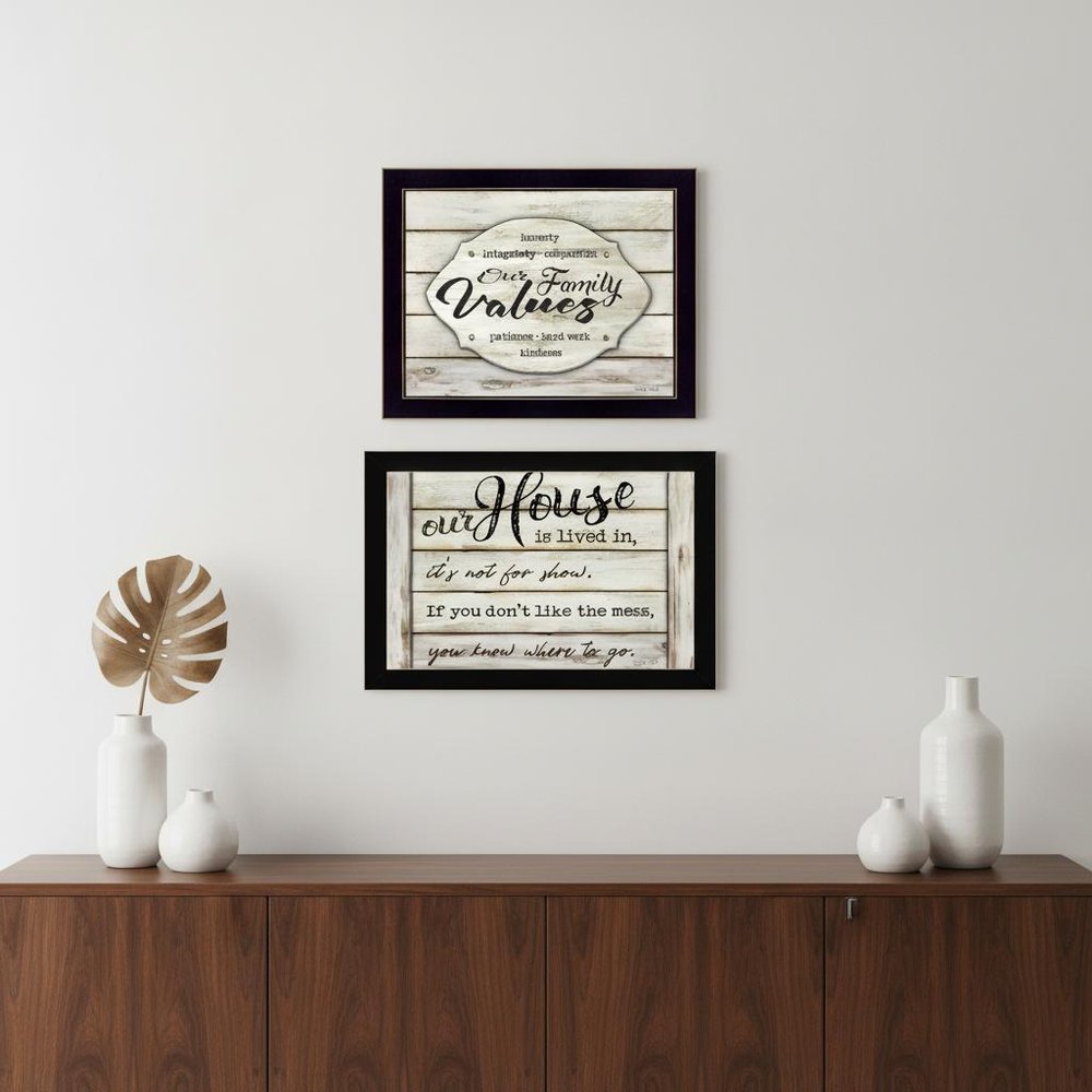Set Of Two Family Values 3 Black Framed Print Wall Art