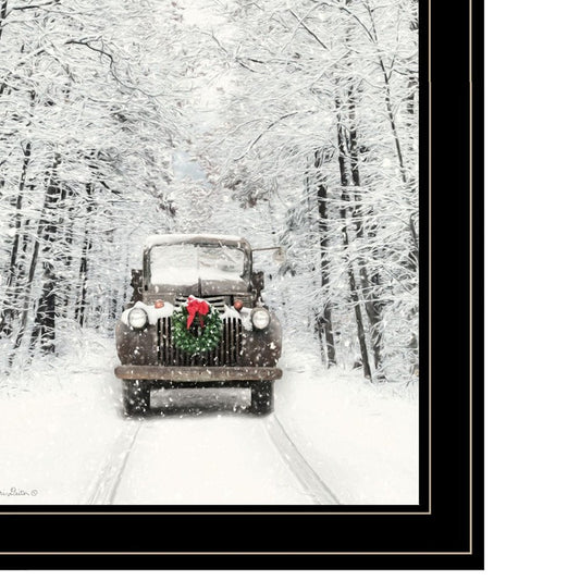 Set Of Two Antique Christmas 2 Black Framed Print Wall Art