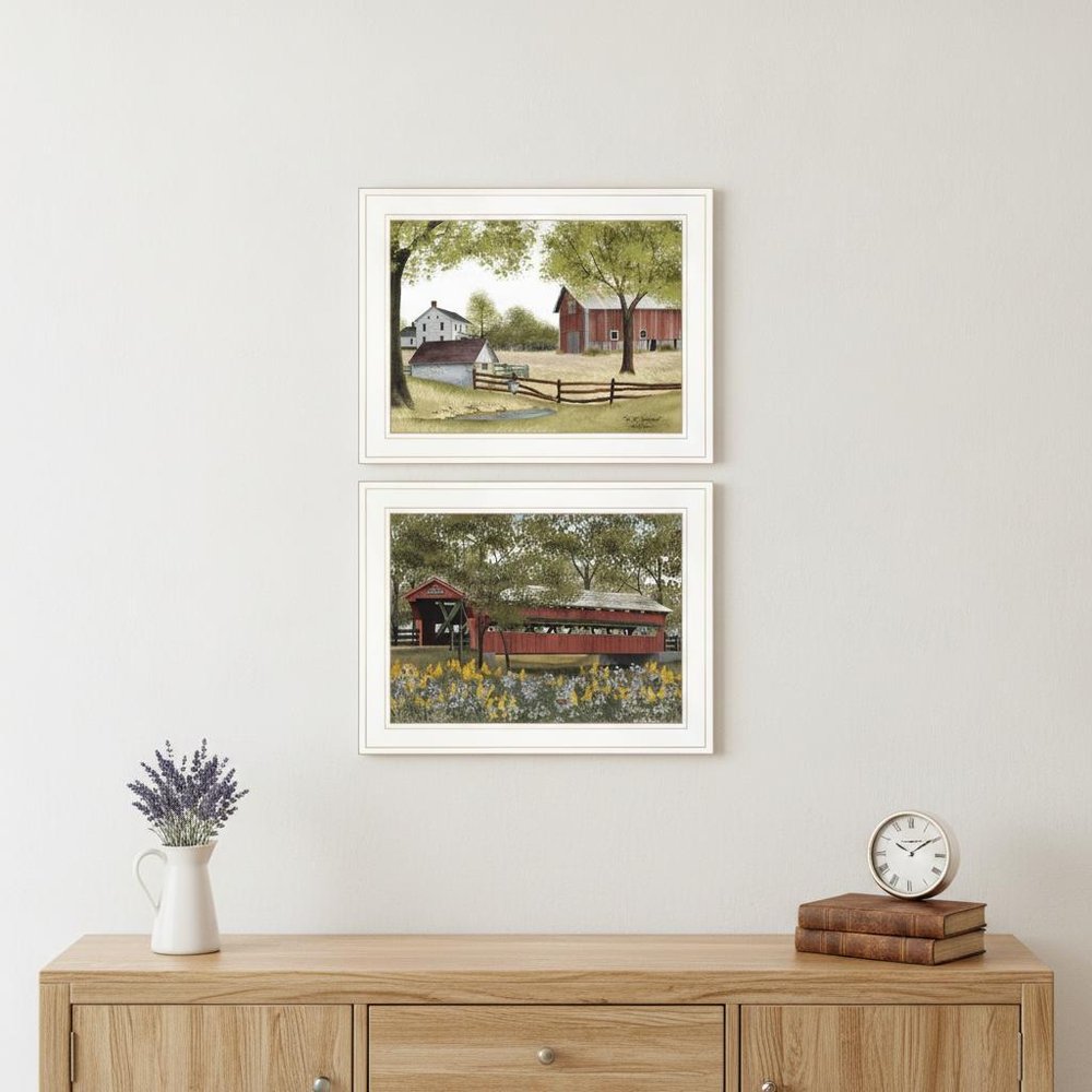 Set Of Two The Spring House 1 White Framed Print Wall Art
