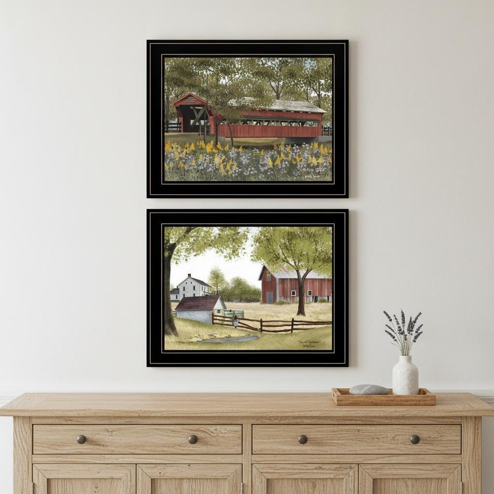 Set Of Two The Spring House 2 Black Framed Print Wall Art