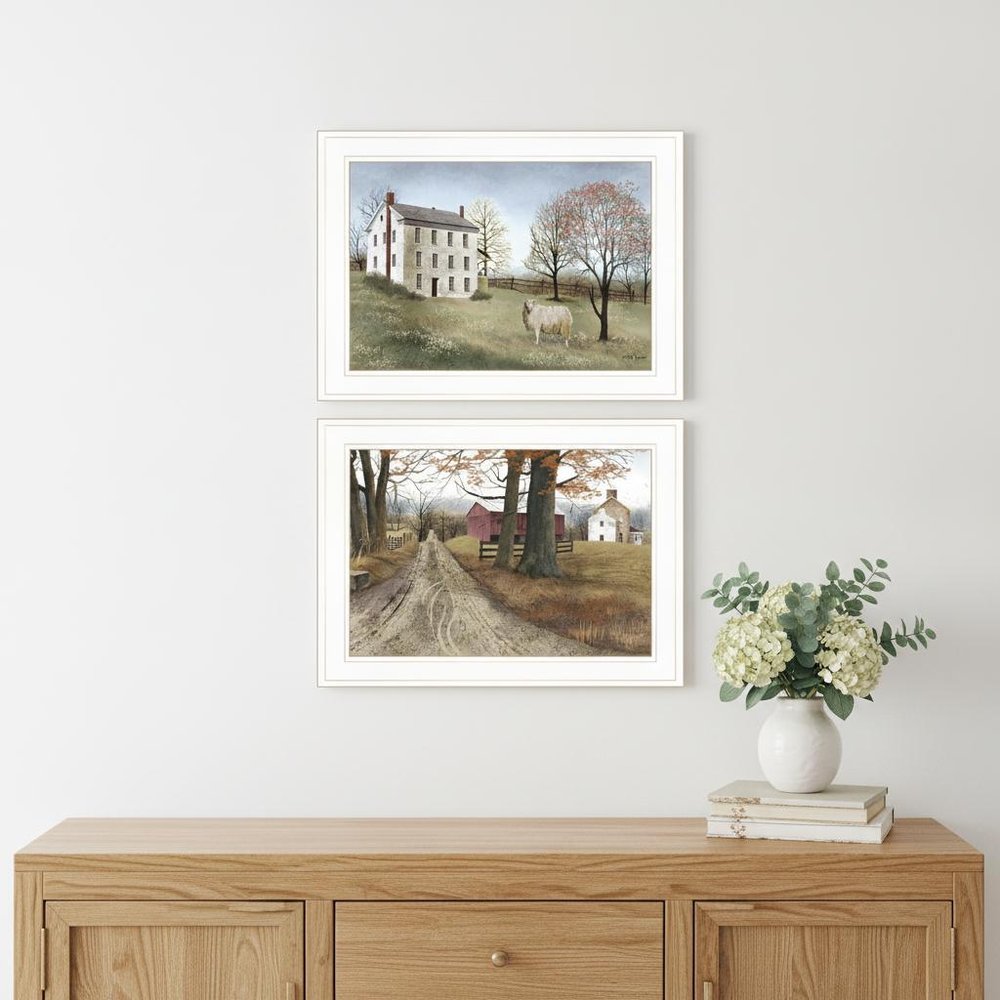 Set Of Two The Road Home 1 White Framed Print Wall Art