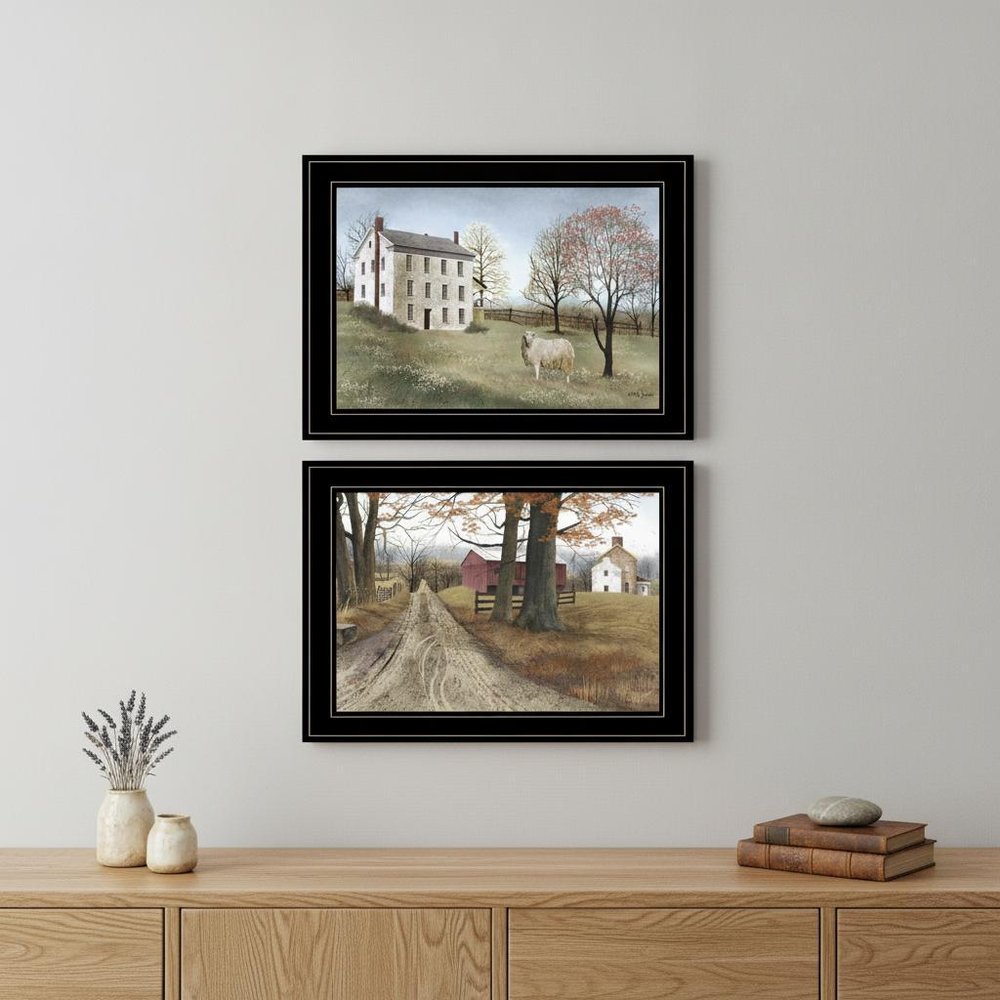 Set Of Two The Road Home 2 Black Framed Print Wall Art