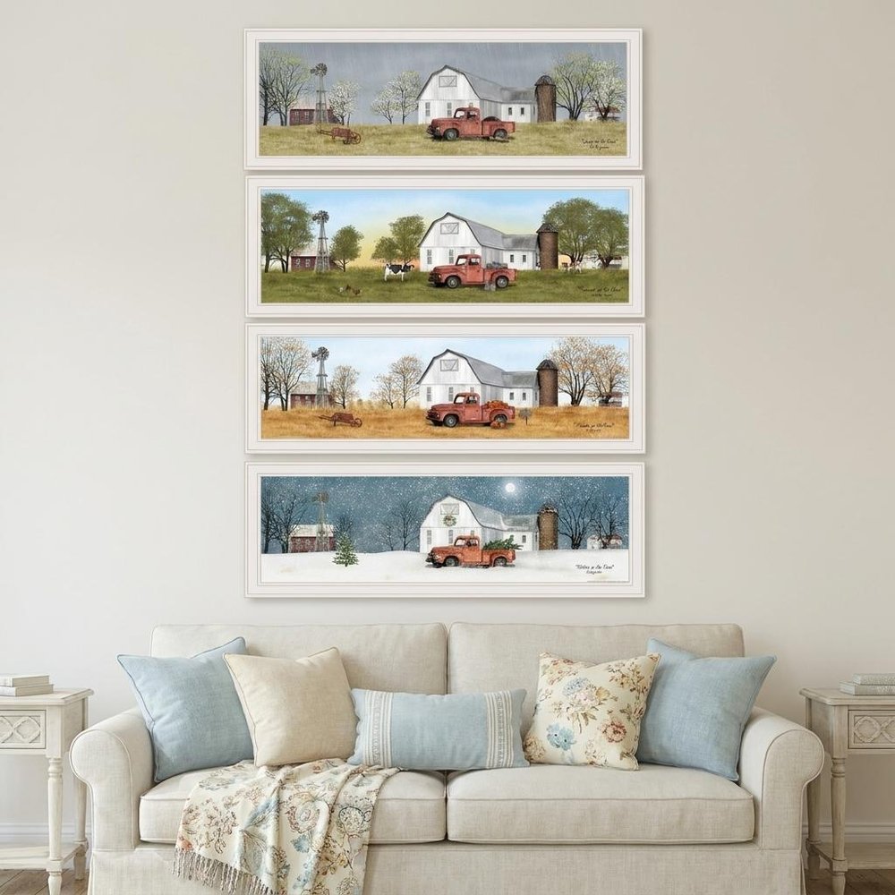 Set Of Four Billy Jacobs Four Seasons Collection VII 1 White Framed Print Wall Art