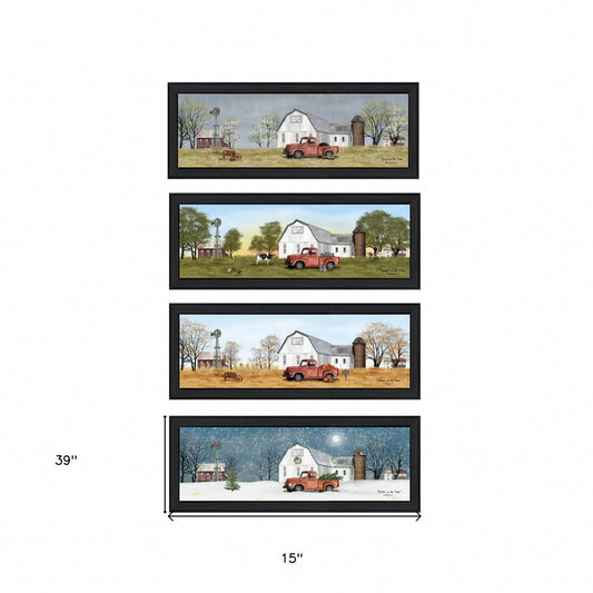Set Of Four Billy Jacobs Four Seasons Collection VII 2 Black Framed Print Wall Art