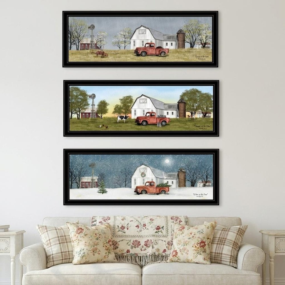 Set Of Four Billy Jacobs Four Seasons Collection VII 3 Black Framed Print Wall Art