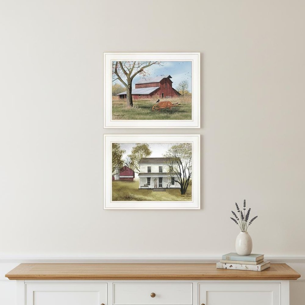 Set Of Two Summers End 1 White Framed Print Wall Art