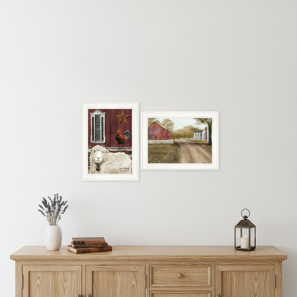 Set Of Two Good Morning 1 White Framed Print Wall Art