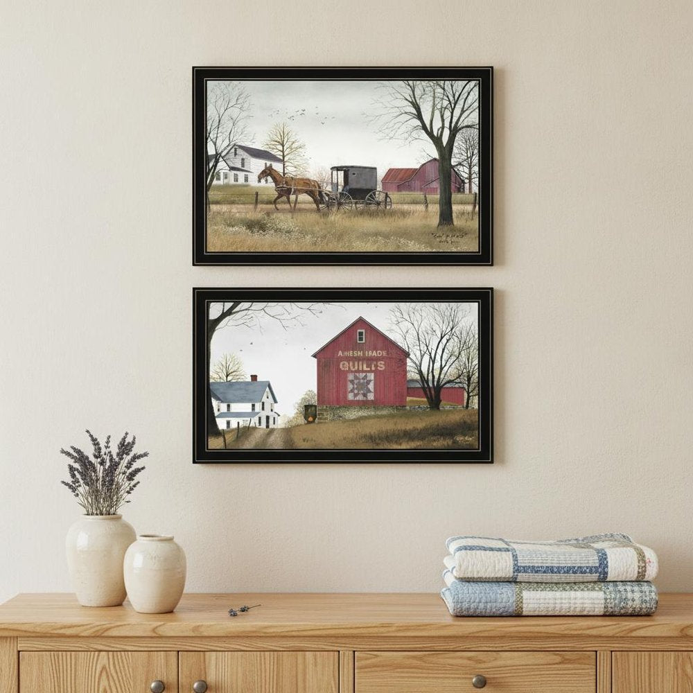 Set Of Two Goin to Market 2 Black Framed Print Wall Art