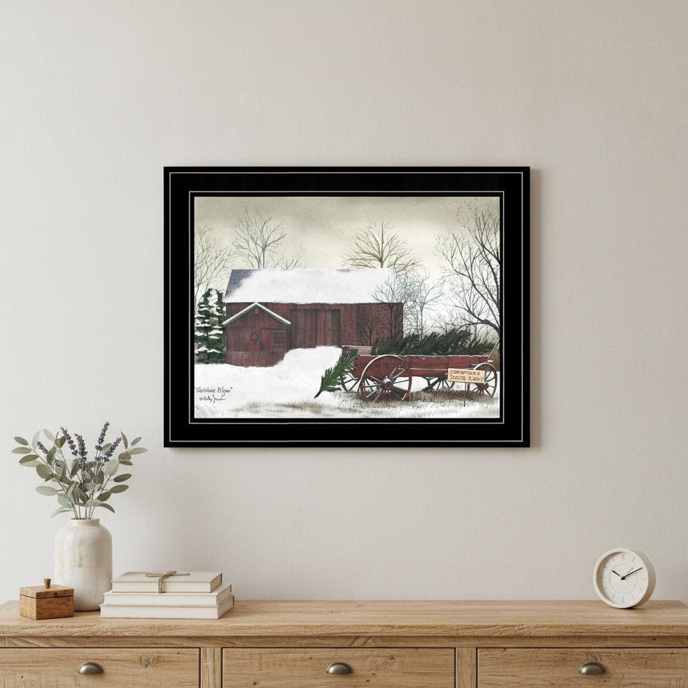 Christmas Wagon 2 Black Framed Print Wall Art