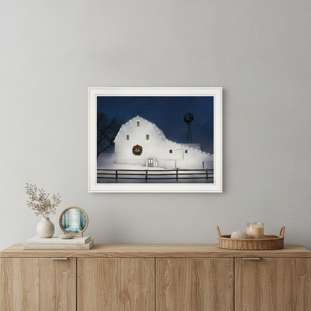 Christmas Starry Night 1 White Framed Print Wall Art