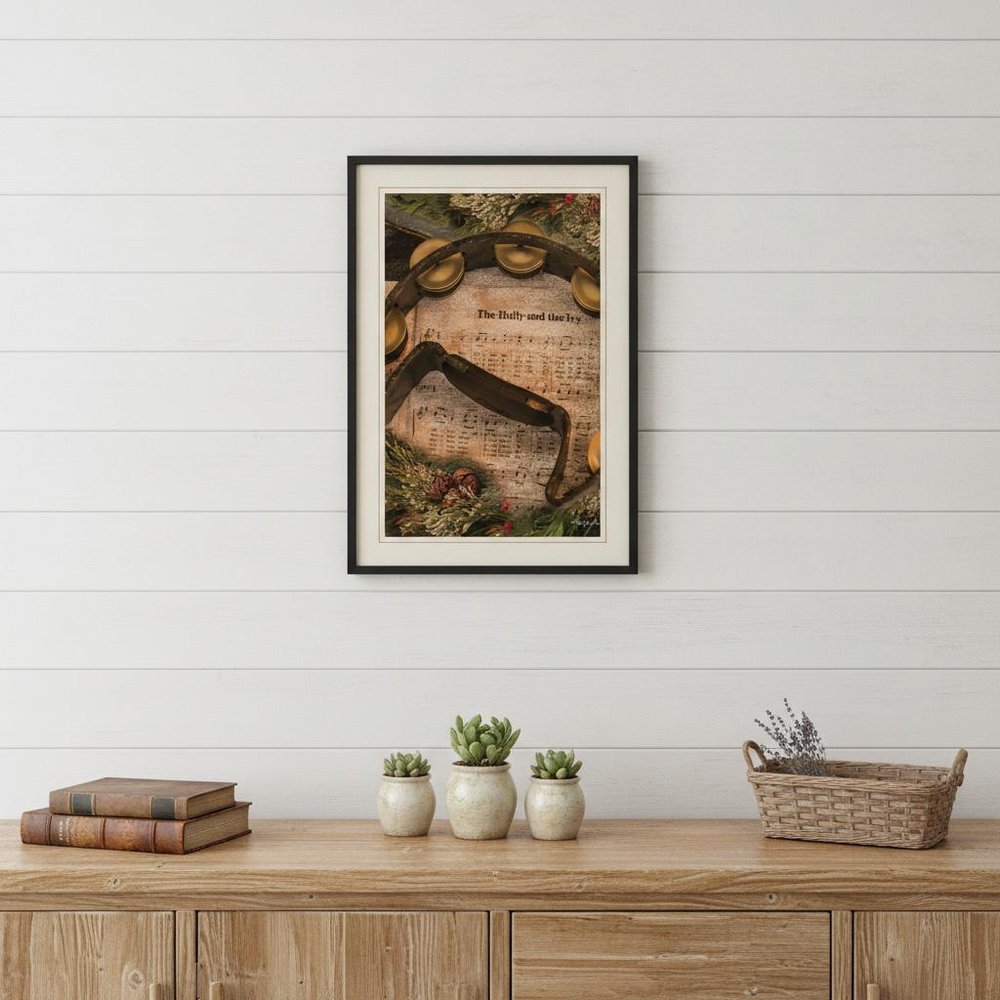 Holly and Ivy 2 Black Framed Print Wall Art