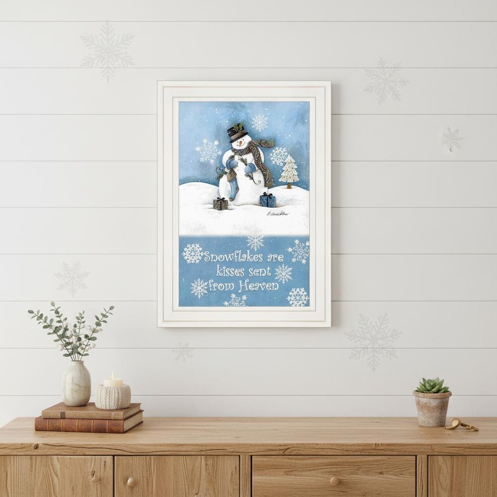 Trendy Snowman 1 White Framed Print Wall Art