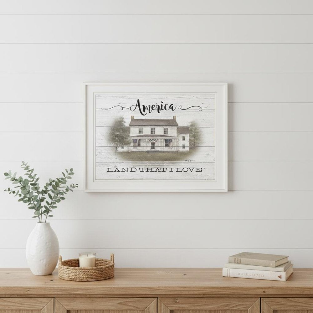 America 1 White Framed Print Wall Art