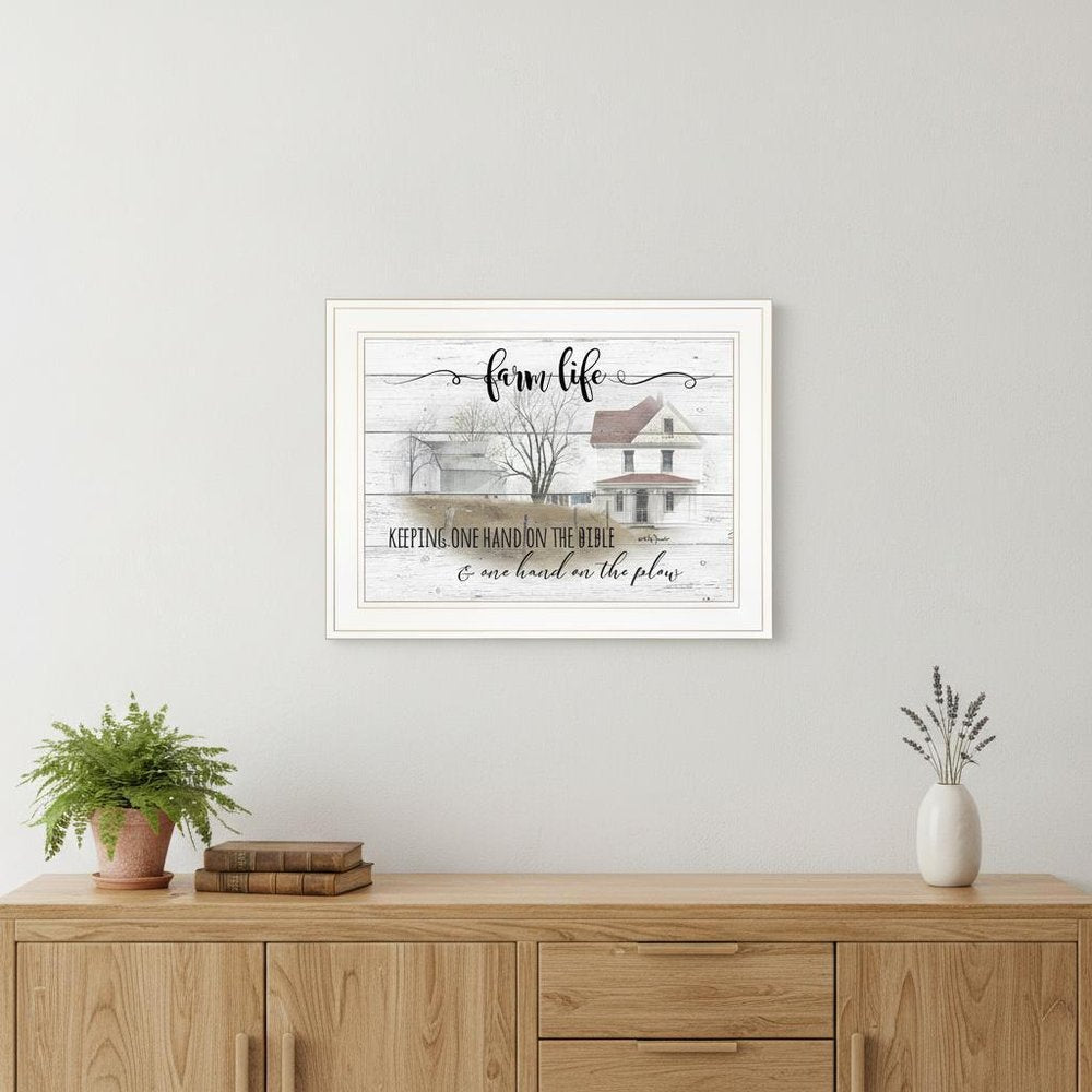 Farm Life 5 White Framed Print Wall Art