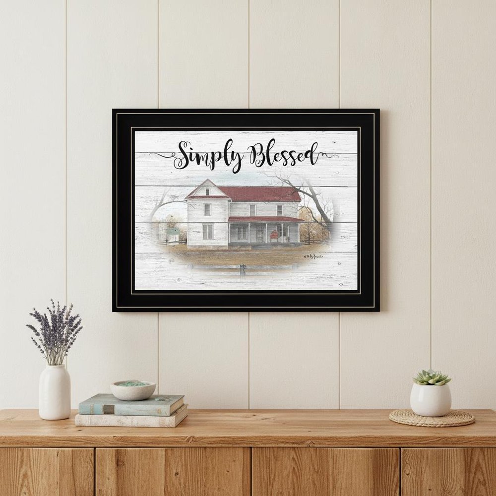 Simply Blessed Farmhouse Black Framed Print Wall Art