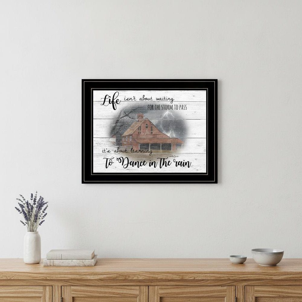 Storm Dance at the Farm Black Framed Print Wall Art