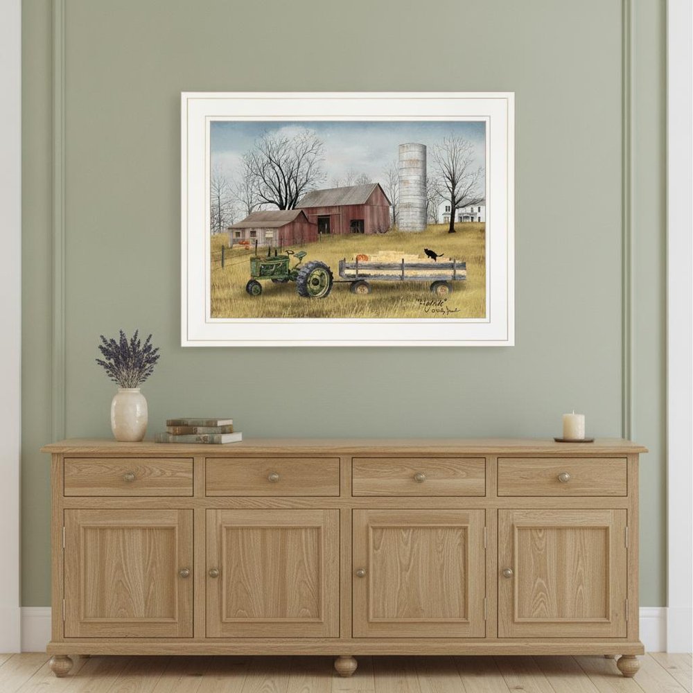 Hayride 1 White Framed Print Wall Art