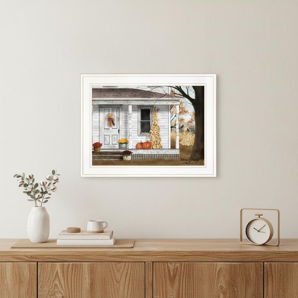Autumn Greetings 1 White Framed Print Wall Art