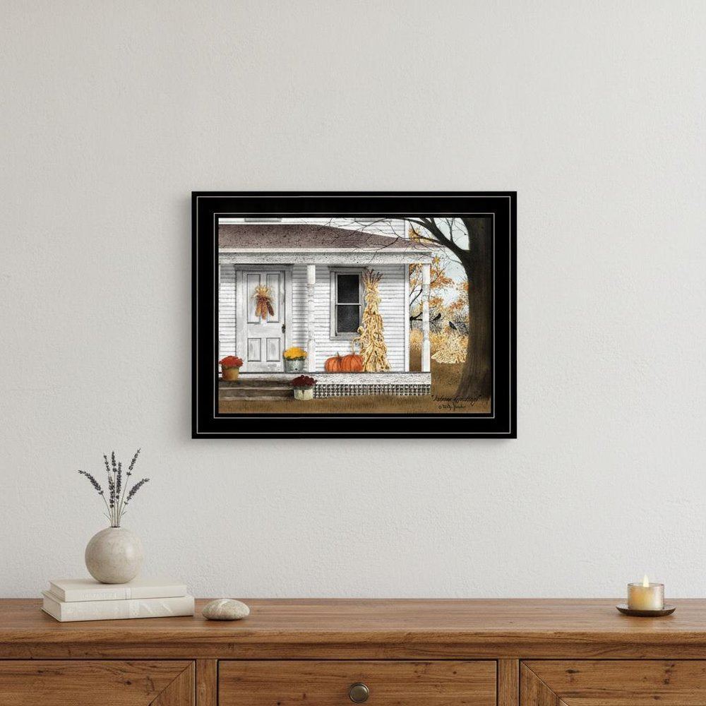 Autumn Greetings 2 Black Framed Print Wall Art